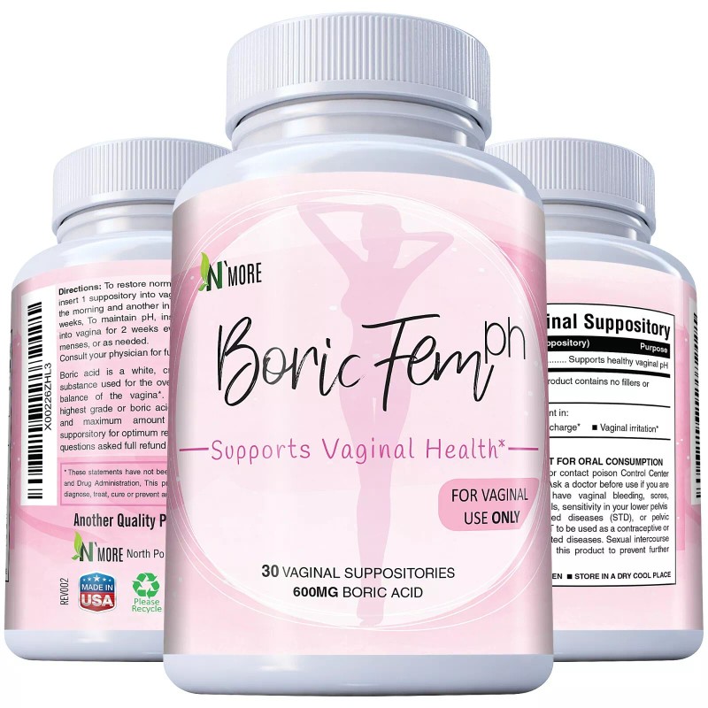 BORICFEM 600MG VAGINAL SUPPOSITORIES YEAST INFECTION BV MADE IN USA