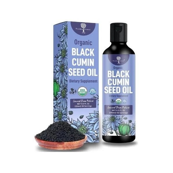 Nourishing Nutrients Organic Black Cumin Seed Oil-USDA-Cold Pressed –up to