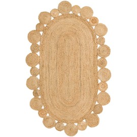 Unique Loom Braided Jute Collection Area Rug - Gauri (5' 1" x 8' Oval, Natural)