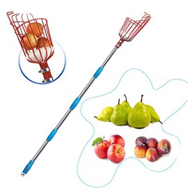 HOSKO 8FT Fruit Picker Tool, Lightweight High-Grade Stainless Steel Adjustable Fruit Picker with Metal Twist-on Basket, Suit for Apple Pear Cherry Mango Guava Orange Avocados Etc Fruit Picking