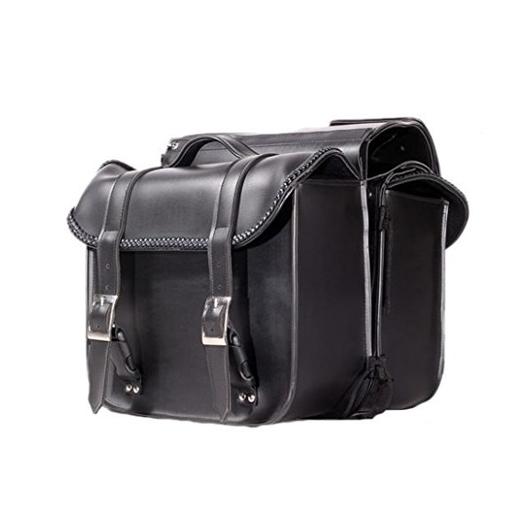 Billys Biker Gear PVC Throw-Over Motorcycle Saddlebags With Braid