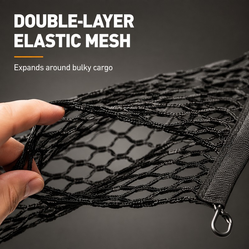 Universal Elastic Nylon Car Cargo Net with Hooks for SUV,