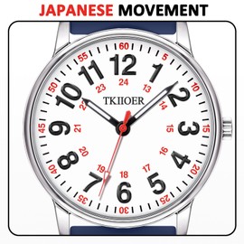 TKIIOER Nurse Watch for Nurse Medical Professionals Students Women Men, 50M Waterproof 12/24 Hour Military Time Luminous Easy Read Dial, Second Hand Watch for Nursing(Navy)