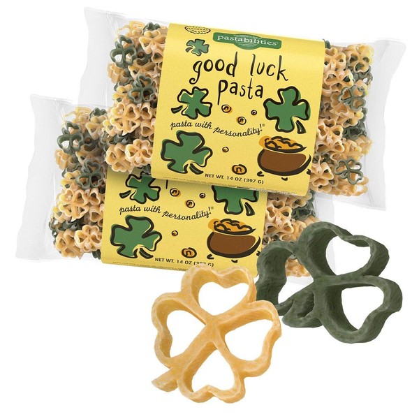 Pastabilities Good Luck Shaped Pasta with Shamrocks for St Patrick's Day, Non-GMO Wheat Pasta 14 oz (2 Pack)