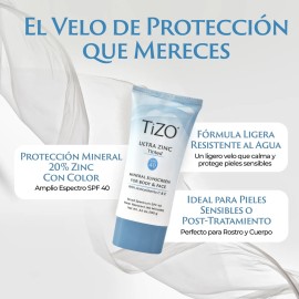 TiZO  Ultra Zinc  Protector Solar Mineral Facial y Corporal  Con Color  Sunscreen Resistente al Agua  SPF 40  Bloqueador con xido de Zinc  Skin Care  