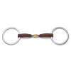 Cavalon Loose Ring Lozenge Leather Covered Snaffle Bit - 4.75"
