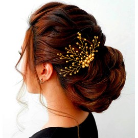 Hair Flare Hair Accessories for Women 1843 Pins Artificial Flowers Accessories (Gold)