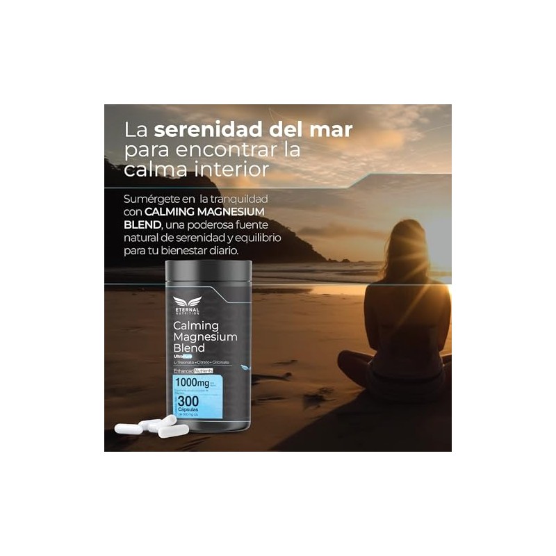 ETERNAL NUTRITION Calming Blend: Magnesio Quelado 3 en 1 (300