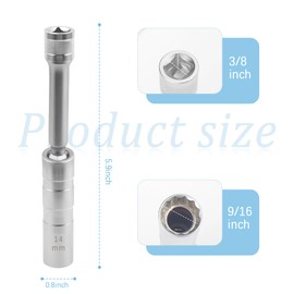 IHOTDER 9/16'' Spark Plug Socket,6 Inch Magnetic Spark Plug Socket Set with 360° Swivel Drive by 9/16'' Spark Plug Wrench,Universal Spark Plug Removal Tool for Cars,SUVs,Trucks (9/16 inch)