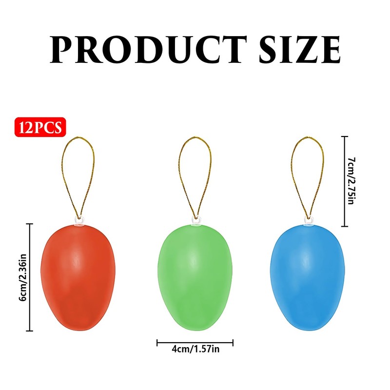 Pack of 12 Easter Eggs Hanging Easter Eggs with Ribbon,