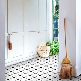 MORCART "Gentle French Style" Floor Tile, Place Only, Floor Sheet, Just Stick On, Floor, Remake Sheet, DIY, Toilet, Bathroom, Entryway, Kitchen, Flooring Sheet, Waterproof, Non-Slip, Removable, Rental