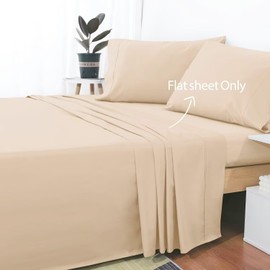 2-Pack Cotton TwinXL Flat Sheet Only, 600 Thread Count 100% Egyptian Cotton Top Sheet, Cool & Breathable Flat Bed Sheets Wrinkle, Fade, Stain Resistant (Deep Beige TwinXL 2Pack)