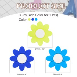 YELARXI Tennis Racket Vibration Dampener Soft Silicone Racket Shock Absorber, Fit for Tennis Racquet String - Flower Shaped (Navy Blue/Blue/Fluorescent Yellow, 3Pcs)