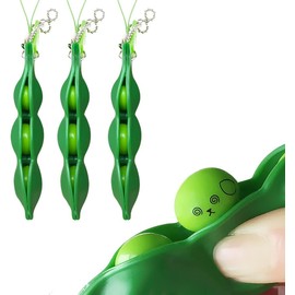 Acerich 3 Pack Edamame Keychain Fidget Toys - Squeeze-a-Bean Puchi Puti Mugen Keyring Pea Keychain Soybean Toys Gift