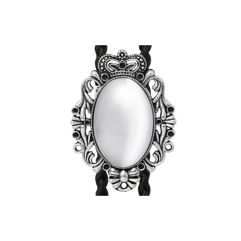 White Crown Oval Stone [Bolo Tie Necklace] polar Tie Polo