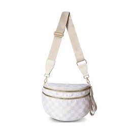Crossbody Bum Bag, Spacious Design for Essentials Plus Size Friendly Strap 55" Crossbody Sling Bag for Women  Cross Body Travel Shoulder Handbags Lady Chest Purses Light Sling Backpack:_Brown Checkered