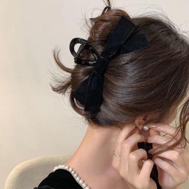 papasgix - Pinzas para el cabello con lazo grande para mujer, lazos para el cabello para mujer, lazos de terciopelo grandes, pinzas antideslizantes para mandíbula para niñas, accesorios para el