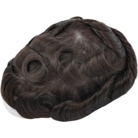 Peluquín Tupé for hombres Base de encaje y PU Tupé for hombres Transpirable Prótesis de cabello masculino Tupé de cabello humano Peluca masculina marrón Unidad de sistemas de cabello duraderos Pelucas