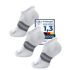 Juclise Bamboo Viscose Compression Running No Show Socks, Coolmax Moisture Wicking Cushioned Anti-Blister Athletic Ankle (US, Alpha, X-Large, Regular, Regular, Glacier White