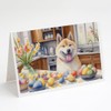 Caroline's Treasures DAC6740GCA7P Decorating Easter Akita Greeting Cards Pack of