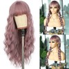 SAPPHIREWIGS Purple Wig with Bangs Long Wavy Wigs for Women