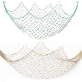 TWCE 2 Paquetes de Red de Pescado para Fiesta, 1.5mm de Espesor, Red de Pescado de Algodón Natural para Fiesta Hawaiana, Red de Pescado de Algodón para Fiesta Náutica
