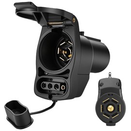 CXTM Multi Tow Trailer Adapter 7 Pin to 4 Pin Trailer Plug Adapter,Trailer Light Wiring Adapter, 7 Way Vehicle-Side Connector to Dual-Output 7 Blade & 4 Flat Trailer Socket