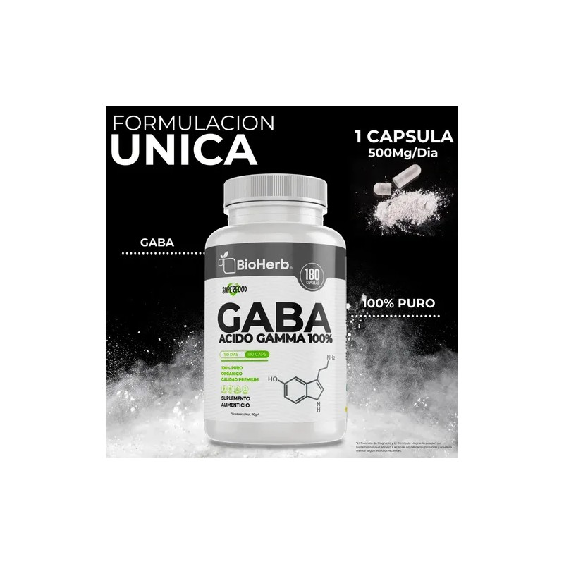Gaba Capsulas - Acido Gamma Aminobutírico 100 Para 180 Días