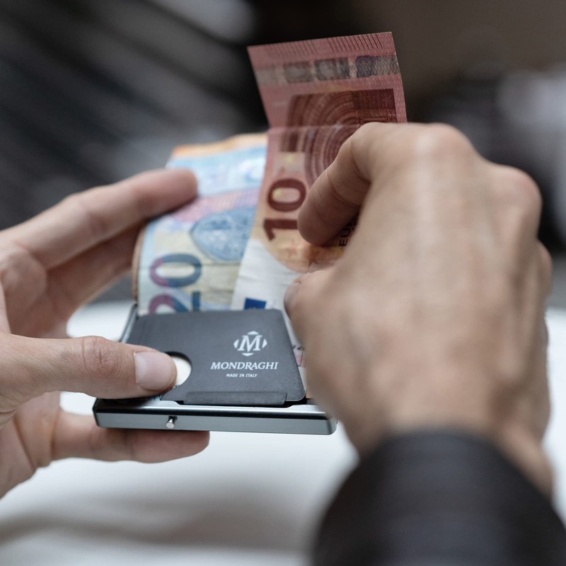 MONDRAGHI® Slim Wallet with Money Clip Original Leather Credit Card