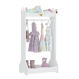 UTEX Kids Dress Up Storage, Kids' Costume Organizer Center, Open Hanging Armoire Closet, Kids Armoire with Rack for Toddler 3 Age+, White