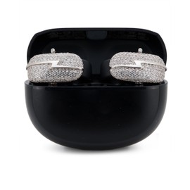 UltraCareX Lightning Protective Cover for Bose Ultra Open Earbuds, Made with Cubic Zirconia Stones, Easy to Remove, Includes Carrying Box (Silver)