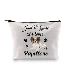 PXTIDY Papillon Dog Lover Cosmetic Bag Papillon Mom Owner Gift Pet Dog Zipper Pouch Travel Toiletry Bag Papillon Mama Gift