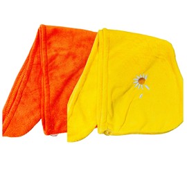 VISHARA Microfiber Hair Drying Towel, Triangular Shape, Quick Dry Anti-Frizz Hair Wrap, 25 x 65 cm Orange and Yellow
