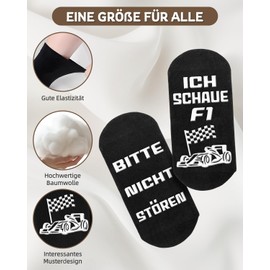 Gemtte Racing Car Novelty Socks, Size 36-45 F1 Funny Socks with Saying "Bitte Nicht Stören - Ich Schaue F1, F1 Merch for Racing Fan, Birthday Christmas Gift for Family and Friends