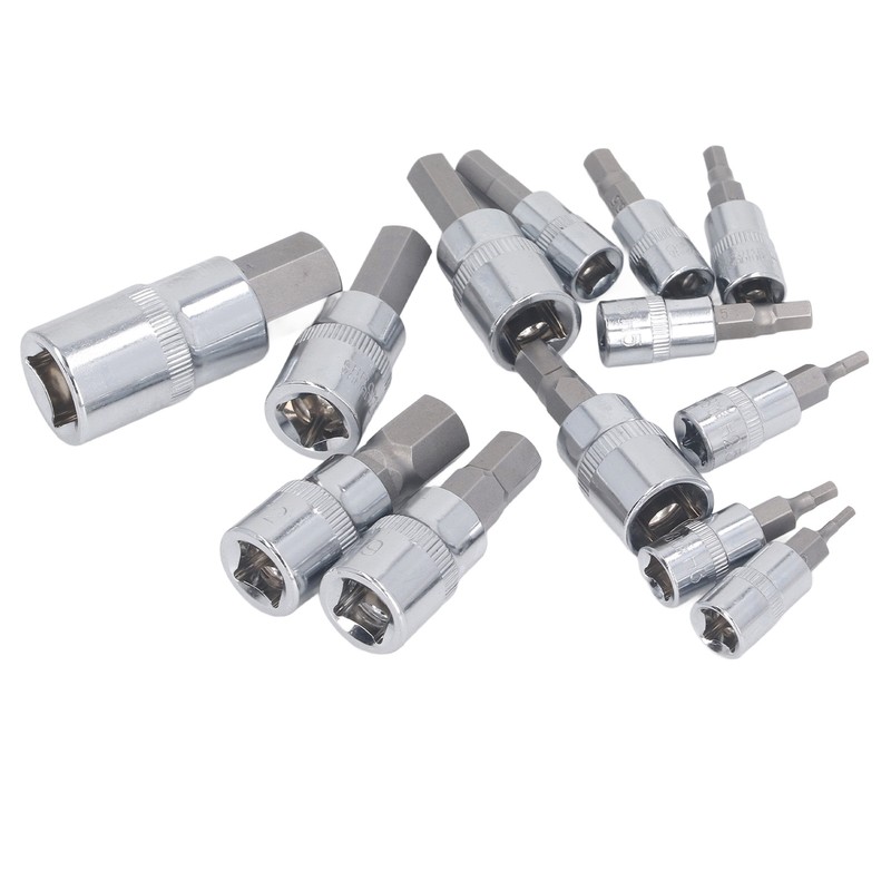 13 Pcs Hex Bit Socket Set 1/4 3/8 1/2 Inch