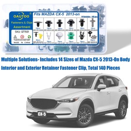 OAUTOO 140pcs fits Mazda CX-5 Body Interior and Exterior Retainer Fastener Clip Assortment Hood Bumper Cover Fender Liner Retainer Door Trim Panel Clips Kit