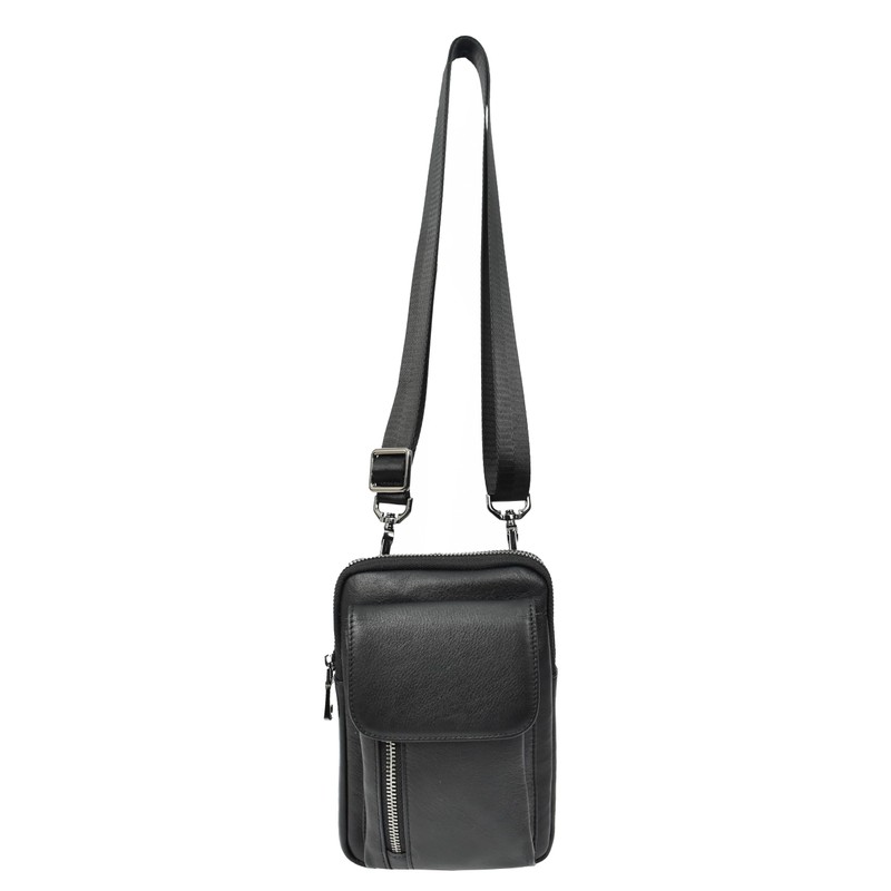 Men's Genuine Leather Multi-Pocket Travel Money Organiser Pouch HLG295 Black