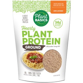 Plant Basics - Hearty Plant Protein - Unflavored Ground, 1 lb, Non-GMO, Gluten Free, Low Fat, Low Sodium, Vegan, Meat Substitute