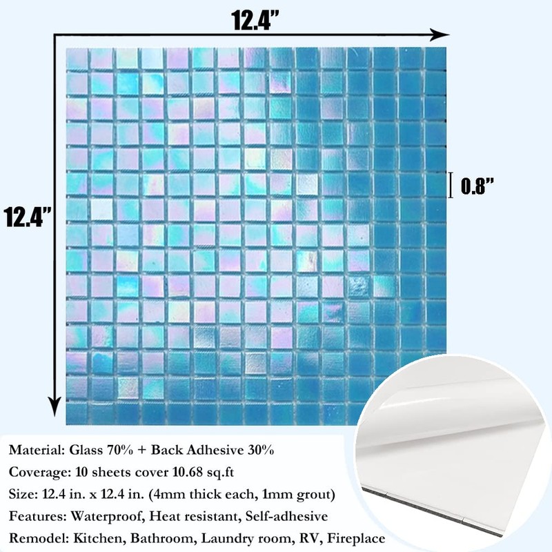 DICOFUN 2 Sheet Rainbow Peel and Stick Backsplash for Kitchen