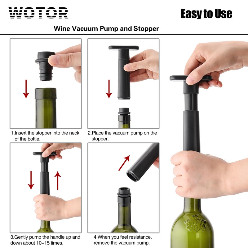 WOTOR Wine Saver Vacuum Pump with 20 Stoppers, Wine Stopper