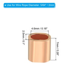 PATIKIL 20pcs Copper 2mm Wire Rope Crimp Loop Sleeves for Single Oval Hole Cable Crimp Wire Rope Cable Ferrule Go
