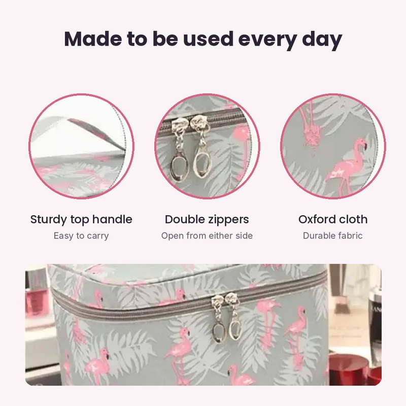 Large Capacity Makeup Bag – Travel Cosmetic Organizer Case with