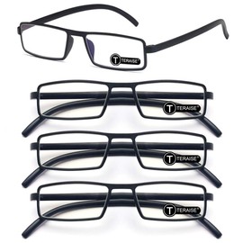 TERAISE Reading Glasses for Men 4-Pack Ultralight Blue Light Blocking Reader Upgrade Computer Reading Glasses Anti-Eye Strain(3.0X)