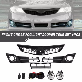 ZXMT For 2012 2013 2014 Toyota Camry SE Front Grille Fog Light & Cover Trim Set 6PCS