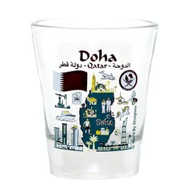 Doha Qatar Landmarks and Icons Collage Shot Glass