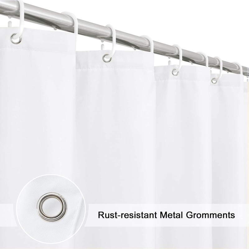 PEVA Shower Curtain Liner with 3 Magnets, White Heavy Duty