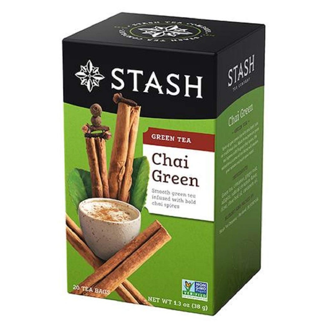 Stash Tea Green Chai Tea, 20 Count Tea Bags in Foil, Set of 3