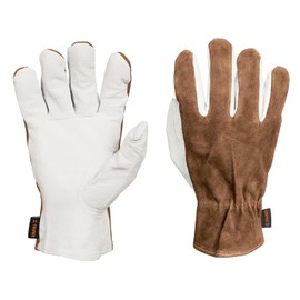 Truper GU-735, Guantes de híbridos de piel de cabra y carnaza, puño ajustado