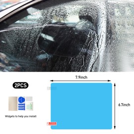 povtii 2 PCS Car Rearview Mirror Film, 6.89" × 7.87" Waterproof Mirror Films, Anti-Fogging Rear View Safe Driving Sticker Film for Most Vehicles, Universal Car Accessories