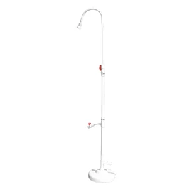 SWIMLINE HYDROTOOLS Tube Style 7 Foot Poolside Shower, Adjustable Head & Foot Tap Spigot With Valve Controls, Standard Garden Hose, Environmentally Friendly, Outdoor Backyard Poolside Beach Spa